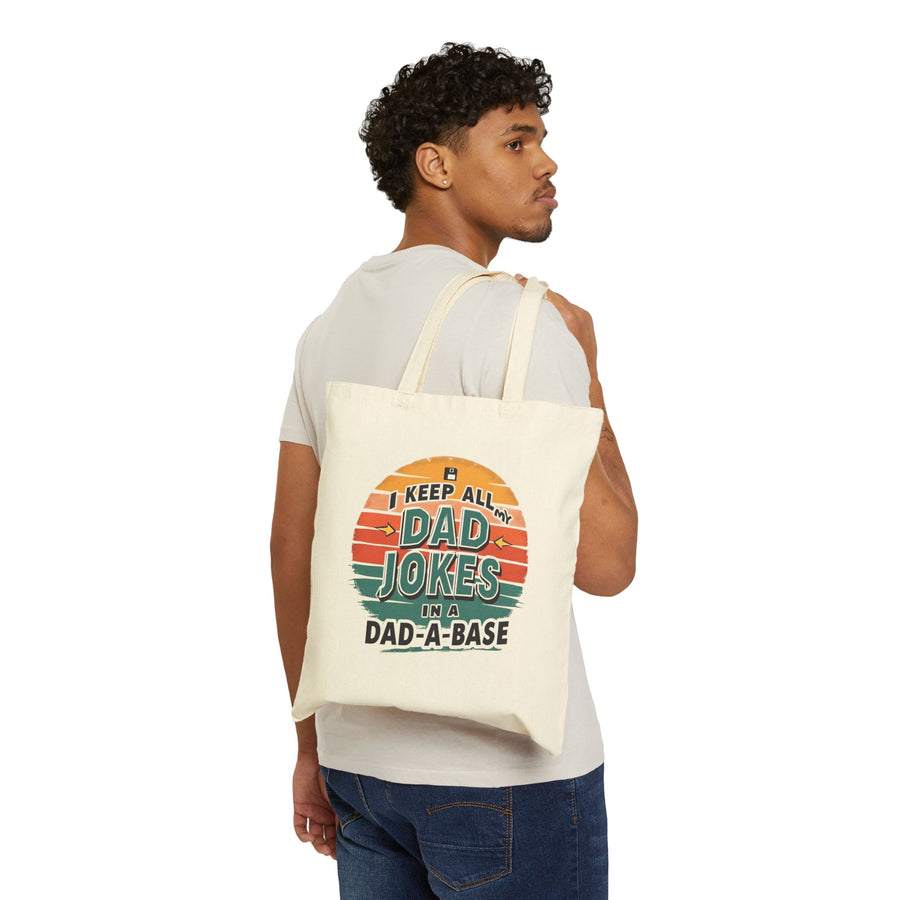 I Keep All My Dad Jokes in a Dad-A-Base – Funny Retro Father’s Day Gift Tote Bag
