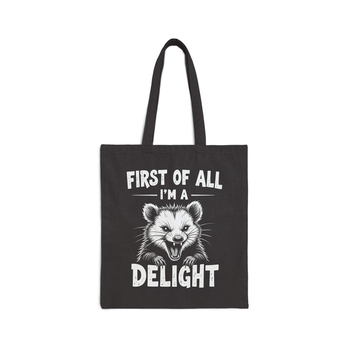 Funny Sarcastic Possum Saying Tote Bag, I’m A Delight Animal Lover Gift